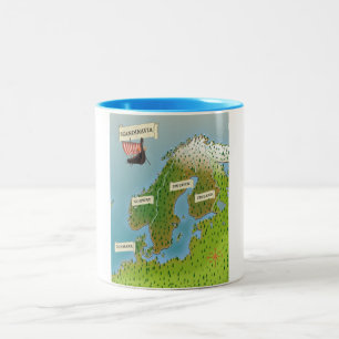 Tasse 2 Couleurs Carte de Scandinavie