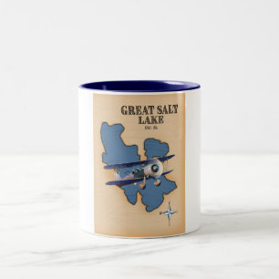 Tasse 2 Couleurs Carte de style vintage de Great Salt Lake Utah