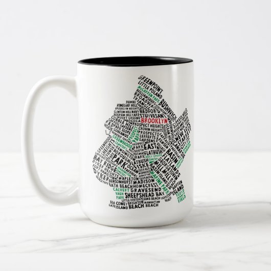 Tasse 2 Couleurs Carte de typographie de Brooklyn NYC (Gauche)