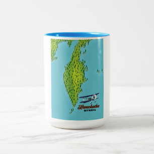 Tasse 2 Couleurs Carte de voyage de la péninsule de Kamtchatka Russ