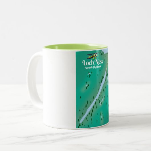 Tasse 2 Couleurs Carte de voyage Loch Ness Scottish Highlands (Devant gauche)