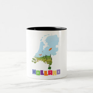 Tasse 2 Couleurs Carte des dessins animés hollandais