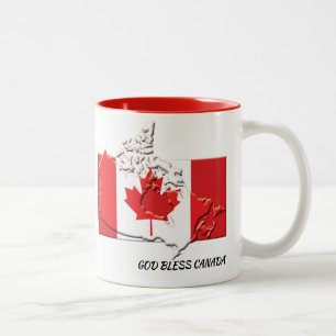 Tasse 2 Couleurs CARTE DES DRAPEAUX DU CANADA Écriture Patriotique 