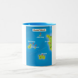 Tasse 2 Couleurs Carte des îles Anglo-Normandes affiche.