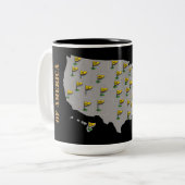 Tasse 2 Couleurs Carte Des Parcours De Golf D'Amérique (Devant gauche)