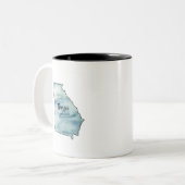 Tasse 2 Couleurs Carte d'état de Géorgie Aquarelle (Devant gauche)
