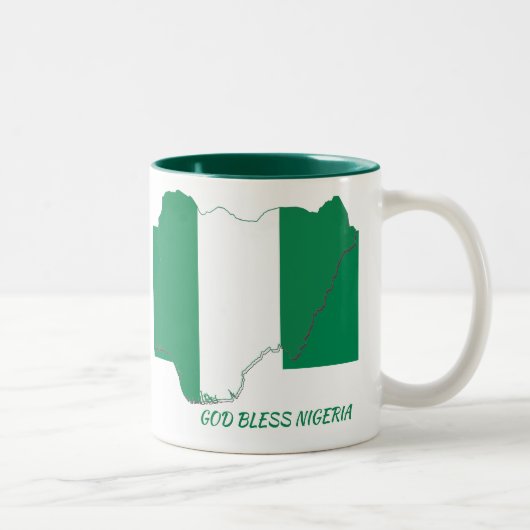 Tasse 2 Couleurs CARTE DRAPEAU NIGERIA Écriture Customisée BLANC (Droit)