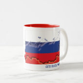 Tasse 2 Couleurs CARTE DRAPEAU RUSSE Écriture Customisée (Devant droit)