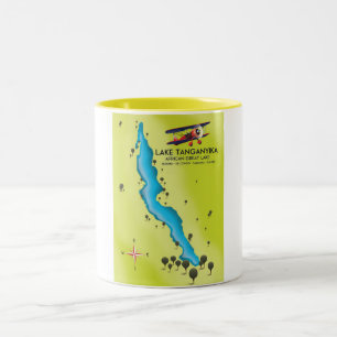 Tasse 2 Couleurs Carte du grand lac africain du lac Tanganyika