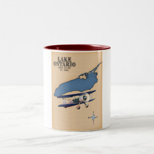 Tasse 2 Couleurs carte du lac Ontario États-Unis Canada