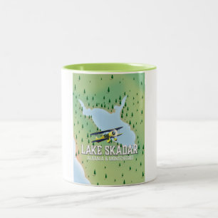 Tasse 2 Couleurs Carte du lac Skadar Albanie et Monténégro
