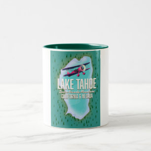 Tasse 2 Couleurs Carte du lac Tahoe poster de voyage