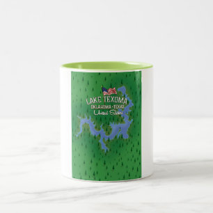 Tasse 2 Couleurs Carte du lac Texoma aux États-Unis.