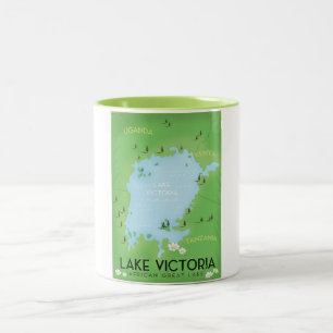 Tasse 2 Couleurs Carte du lac Victoria - Afrique Grand Lac art de v