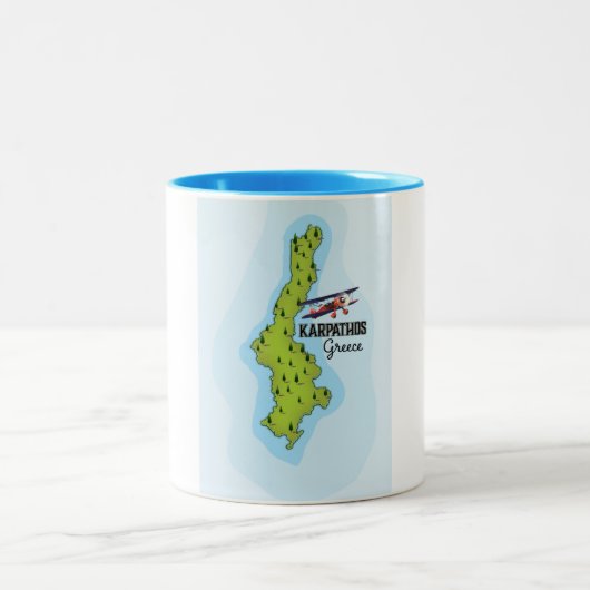 Tasse 2 Couleurs Carte grecque Karpathos Affiche illustrée (Centre)
