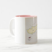 Tasse 2 Couleurs Carte illustrée de Chypre. (Devant gauche)