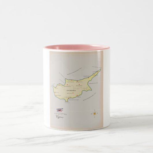 Tasse 2 Couleurs Carte illustrée de Chypre. (Centre)