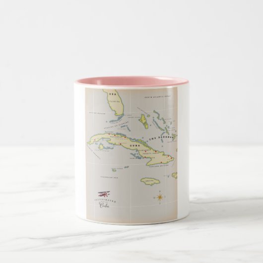 Tasse 2 Couleurs Carte illustrée de Cuba (Centre)