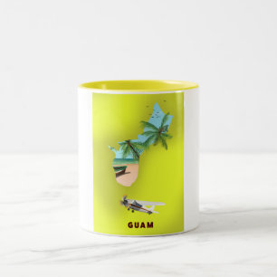 Tasse 2 Couleurs Carte illustrée de Guam affiche de voyage