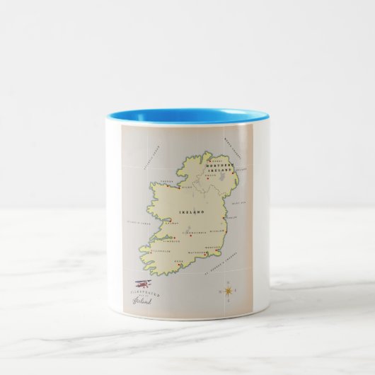 Tasse 2 Couleurs Carte illustrée de l'Irlande (Centre)