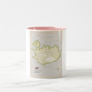 Tasse 2 Couleurs Carte illustrée de l'Islande