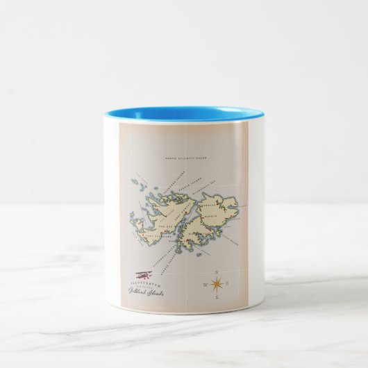 Tasse 2 Couleurs Carte illustrée des îles Falkland. (Centre)