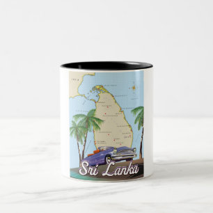 Tasse 2 Couleurs Carte illustrée détaillée de Sri Lanka