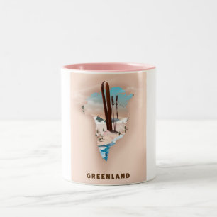 Tasse 2 Couleurs Carte illustrée du Groenland affiche de voyage imp