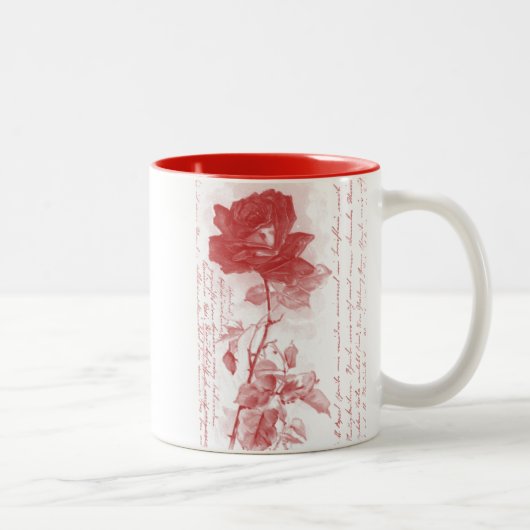 Tasse 2 Couleurs Carte postale Rose rouge (Droit)