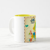 Tasse 2 Couleurs Carte Rétro de l'Europe. (Devant gauche)
