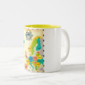 Tasse 2 Couleurs Carte Rétro de l'Europe. (Devant droit)