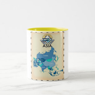 Tasse 2 Couleurs Carte Vintage d'Asie