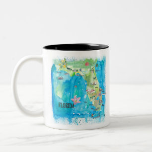 Tasse 2 Couleurs Carte vintage d'état des Etats-Unis la Floride