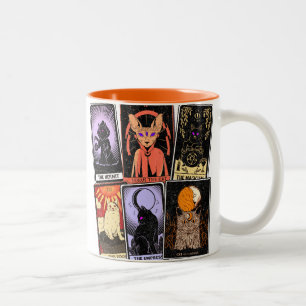 Tasse 2 Couleurs Cartes de Tarot de Chat—Empress d'Halloween. Hermi