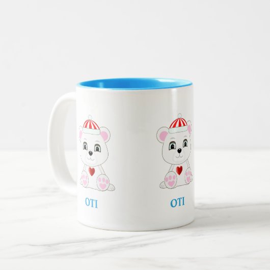Tasse 2 Couleurs Carton d'ours polaire mignon (Devant gauche)