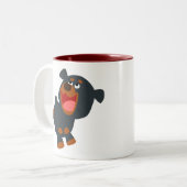 Tasse 2 Couleurs Cartoon joyeux Bébé Rottweiler (Devant gauche)