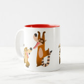 Tasse 2 Couleurs Cartoon joyeux Cute Coatimundis (Devant gauche)