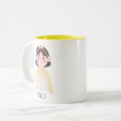 Tasse 2 Couleurs Cartoon mignon fille nom personnalisé (Devant gauche)