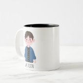 Tasse 2 Couleurs Cartoon mignon garçon nom personnalisé (Devant gauche)