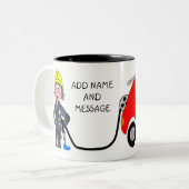 Tasse 2 Couleurs Cartoon of female Firefighter (Devant gauche)