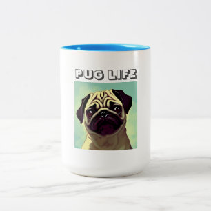 Tasse 2 Couleurs Cartoon Précieux et adorable Carlin visage Portrai