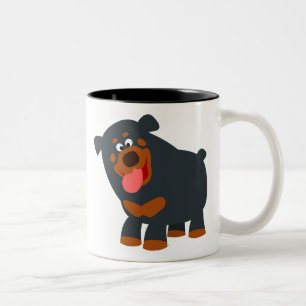 Tasse 2 Couleurs Cartoon Rottweiler joli
