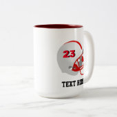 Tasse 2 Couleurs Casque de football américain rouge et blanc (Devant droit)