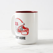 Tasse 2 Couleurs Casque de football américain rouge et blanc (Devant gauche)