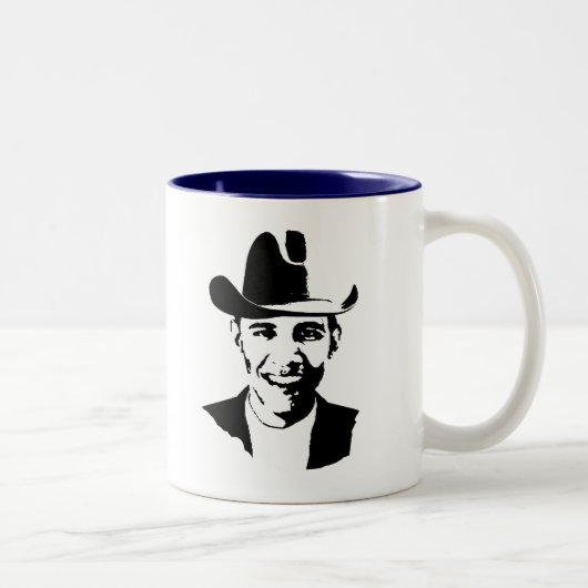 Tasse 2 Couleurs Casquette de cowboy de Barack Obama (Droit)