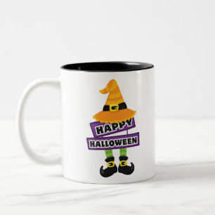 Tasse 2 Couleurs Casquette de sorcière et Halloween pieds