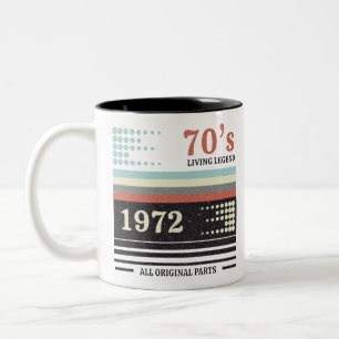Tasse 2 Couleurs Cassete vintage 1972 50e anniversaire Cadeau
