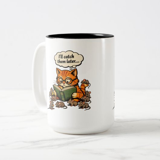 Tasse 2 Couleurs cat book (Devant gauche)