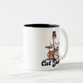Tasse 2 Couleurs Cat Daddy Musician Drummer | Tabby Cats Art Lover (Devant droit)