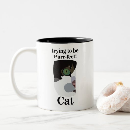 Tasse 2 Couleurs Cat Face Funny (Avec donut)